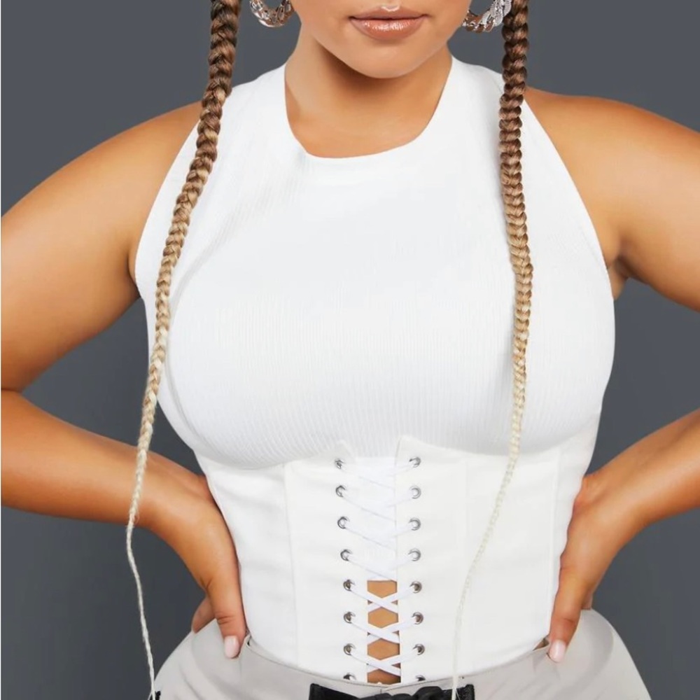 Poster Grl X Dollskill. White Corset Crop Top. Size 2X